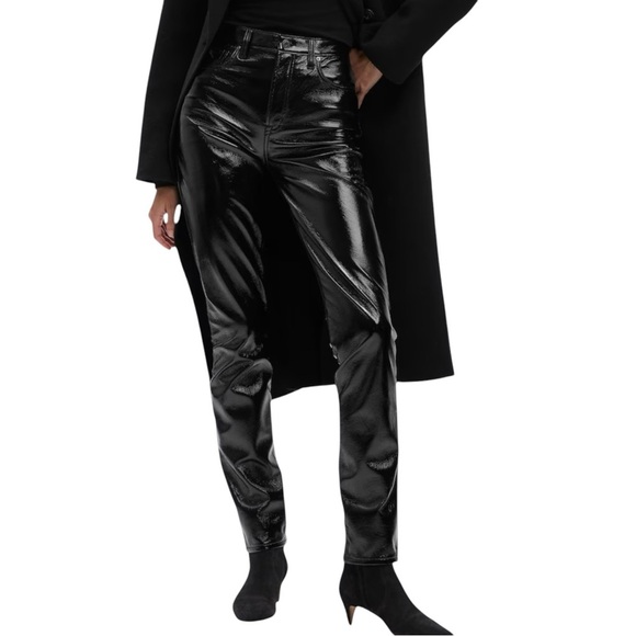 010 Gap High Rise Black Vegan Leather Straight Pants Womens US27 - Picture 3 of 5